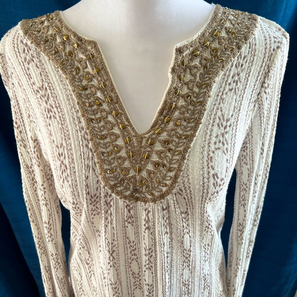 Lucky Brand Embroidered Peasant Top Small - Picture 1 of 11